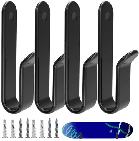 Generico Porta di Sci per Garage, Monte a Parete da Snowboard 4pcs Snowboard Orizzontale rastrelliere Pesante Gancio di Skateboard Accessori per Lo Snowboard Interno per Camera da Camera, Garage