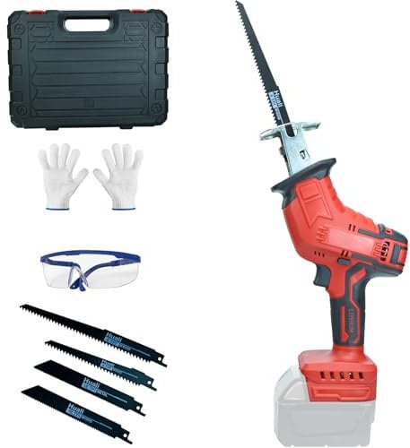 Cordless Reciprocating Saw for Milwaukee 18V Batteries Universal Saw,Self-Locking Safety Chuck,with Reciprocating Saw Blade 4 Pieces for Fast Cuts in Wood, Metal & Plastic (Tools only)