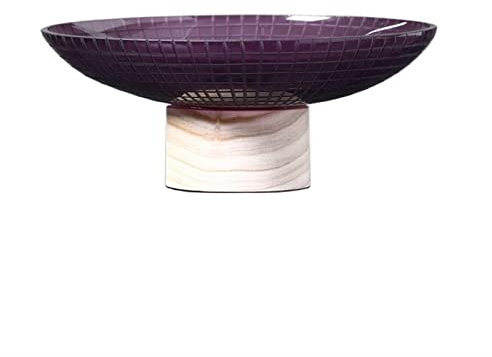 PTATT 9.6 Inch Glass Fruit Bowl,Purple Fruit Bowl For Kitchen Counter, Pedestal Fruit Bowl For Table Countertop, Decorative Fruit Bowls For Home purple