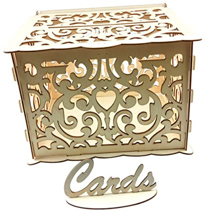 OFFSCH Scatola Per Biglietti in Legno Cassetta Delle Lettere Vuota Contenitore Rustico Per Banchetti Feste in Casa 2