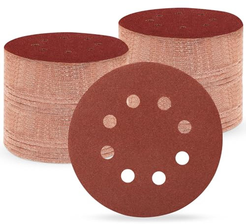 150 Stück Schleifpapier 125mm Klett, 120 Körnung Profi 125 Schleifscheiben Rund 8 Loch für Exzenterschleifer (150 Stück,120 Körnung）