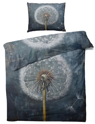 MOBEITI Pusteblume Bettwäsche 135x200, Löwenzahn Wendebettwäsche, Weiche Kuschelige Mikrofaser Bettbezug Set 2teilig, 1 Kissenbezug 80x80, mit Reißverschluss -MO&243