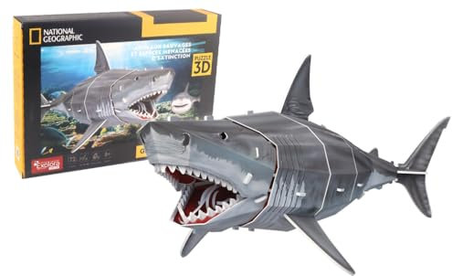 EXPLORA - Großer Weißer Hai - 3D-Puzzles - 540213-72 Teile - Tiere - Level 4 - Ohne Kleber oder Schere - Fisch - BAU - National Geographic Lizenz - Bauspiel - Ab 8 Jahren