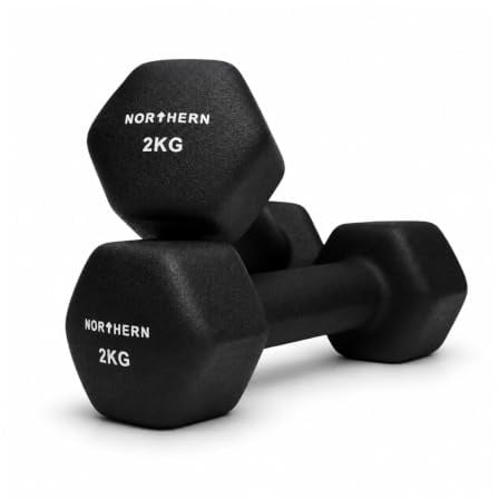 NORTHERN Neoprene Hex Dumbbell Pair for Home Gym, Anti-Roll Non-Slip Weights for Aerobic Exercise, Strength Training, Pilates, Muscle Toning, Physiotherapy & Fitness Workouts