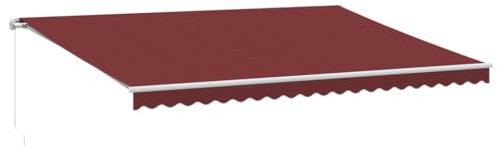 vidaXL Markise Manuell mit LED Weinrot 500x350 cm, Markisen, Markise ausfahrbar, Manuelle Markise, Markise einziehbar, Markise manuell
