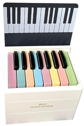 Piano Calendar, Playable Piano Desk Calendar 2024, Mini Piano Desk Calendar, with 27 Cards and 52 Scores, USB Rechargeable (White)