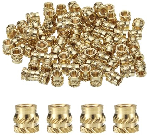 QUARKZMAN 100 Stück M5 Gewindeeinsätze Messing Heat Set Insert M5x7mm, OD 7mm gerändelte Einsätze Muttern, 3D-Druck Messing Muttern weibliche Gewindeeinsätze Muttern