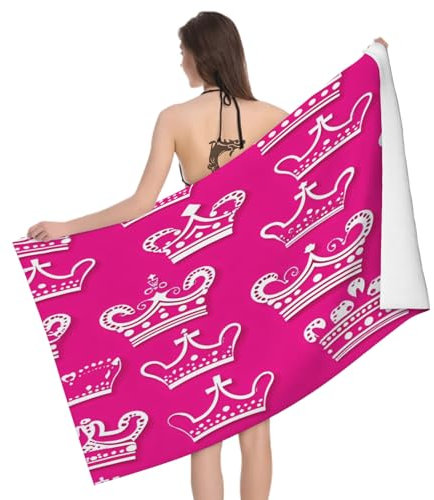 Mikrofaser Strandtuch Kinder Prinzessin 180x90 cm, 3D Prinzessin Rosa Badetuch für Erwachsene Weiches Leicht Handtuch Schnelltrocknend Sandfreies Strandhandtuch