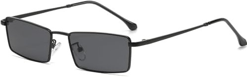 YAMEIZE Vintage Rechteckige Sonnenbrille für Damen Herren Retro Kleine Rechteck Sonnenbrille 90er Metallrahmen UV400 Schutz