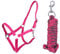 ARBO-INOX Halfter-Set Beginner de lux - Halfter + Führstrick - graue Akzente - verstellbar (MINI SHETTY, Fuchsia)