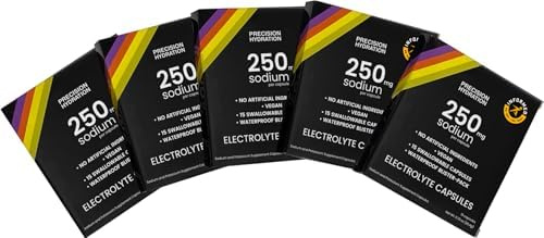 Precision Hydration Capsules Électrolytiques - 15 Capsules en Blister Étanches, Capsules de Sel pour Combat les Crampes, Sans Ingrédients Artificiels, Formule Douce pour la Digestion (Pack of 5)