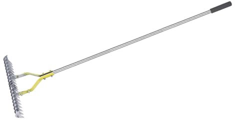 LOCADENCE Reetrechen, 15 Zoll breiter Rasenrechen aus Edelstahl, hocheffizienter, ergonomischer Rechen für abgestorbenes Gras, Vertikutierer für abgefallene Blätter