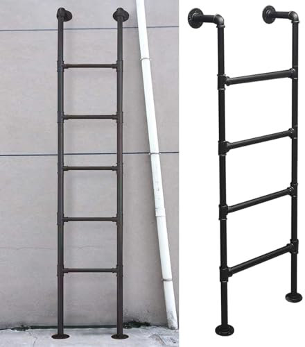 MUMPPRCE An der Wand montierte Leiter, am Boden stehende Etagenbettleiter – Kletterleitern für Etagenbetten im Loft-Schlafsaal, robuste Metallstufenleiter – universelle, platzsparende Feuerleiter für