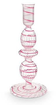 Pip Studio Swirl Pink Glas Kerzenständer 20cm