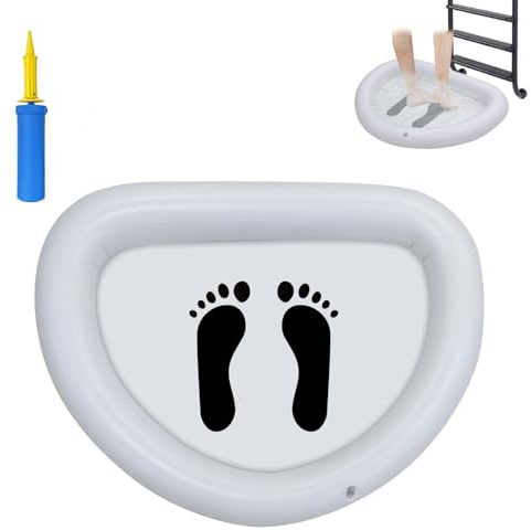 Nattork Inflatable Foot Bath Basin for Pool Entry, Foldable Foot Wash Tub for Above Ground Swimming Pools, Hot Tubs, and Outdoor Spas, Lightweight Foot Cleaning Basin for Pool Ladder Hygiene Footprint