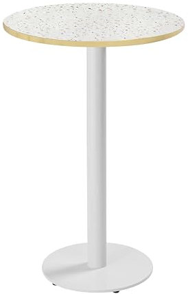 Oviala Stehtisch, rund, 60 cm, weißer Fuß und Terrazzo-Beschichtung