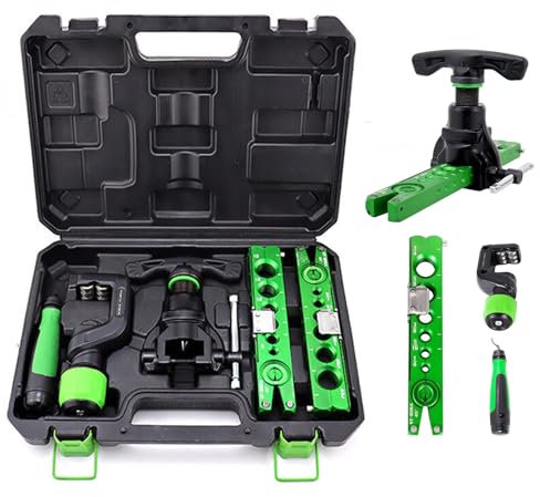CISSIYOG Dudgeonniere Climatisation,5 in 1 Kit Utils d'Évasement,Dudgeonnière Kit de Coupe-Tube pour Tuyaux en Cuivre 1/4 à 3/4 et 6 à 19 mm,Outil D'évasement Excentrique à 45 Degrés