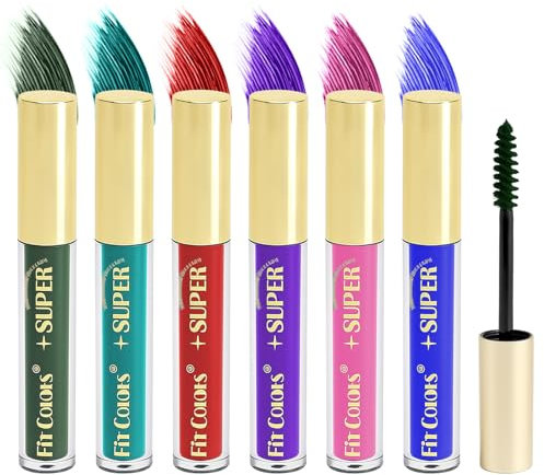 Set di mascara colorato 6 colori impermeabile volumizzante e curling durevole mascara per ciglia lunghe allungamento degli occhi per Natale Halloween feste matrimoni