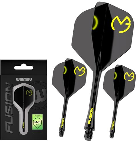 WINMAU Darts Fusion Integrated Flight & Shaft System - No.2 Shape & Design - Mvg Design Farbe, Intermediate Länge