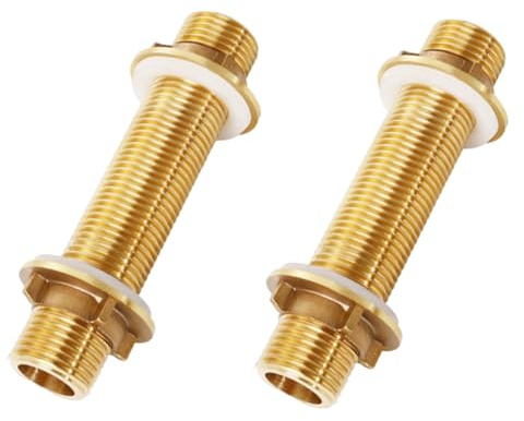 2 PièCes G1/2 Raccord Cloison En Laiton, 10 Cm MâLe Tube Fileté Raccord Tuyau, Pour Les Robinets, Les Tonneaux D'Eau Pluie, Les RéServoirs D'Eau, Les ChâTeaux D'Eau Et Les Pompes à Eau (G1/2, 10CM)