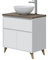 Mobile bagno 80 cm a terra con lavabo da appoggio bacinella ceramica 2 cassetti BIANCO LUCIDO + OLMO 305732BO