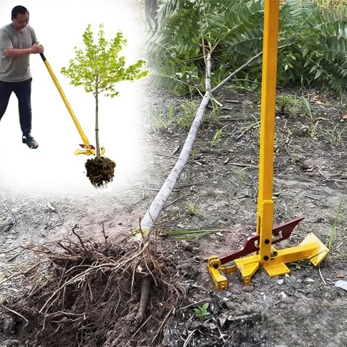 High-Leverage Large Size Sapling Puller - Fully Uproots Woody Stems 1 1/8-3 1/2, Metal Stake Remover Tool for Trees/Shrubs/Vines/Thorns/Wood Posts