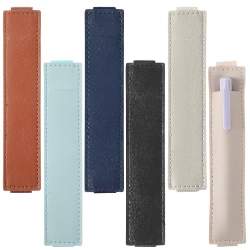 Tyqour 6Pcs Elastic Pen Holder for Notebook Pencil Holder with Adjustable Band PU Leather Pen Sleeve Pouch for Notebook Journals Planners Books Office Supplies