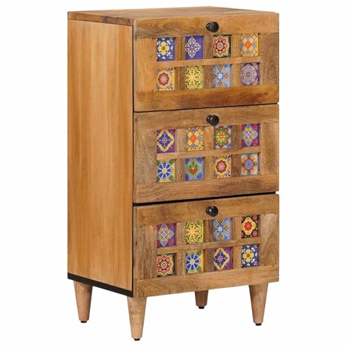 vidaXL Sideboard mit Schubladen Natur 40 x 33 x 75 cm Massivholz Mango