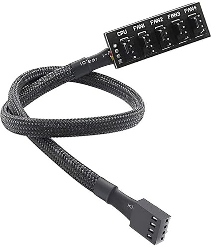 Hub per ventola PWM a 4/3 pin, splitter da 1 a 5 vie, cavo adattatore con manicotto intrecciato per PC, CPU, ventola di raffreddamento da 12 V, computer desktop