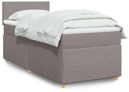 Boxspringbett mit Matratze Taupe 80x200 cm Stoff, Taschenfederkernmatratze Komfortschaum Topper, Mittelharte Polsterbett mit Lattenrost Kopfteil, Erholsamer Schlaf für Schlafzimmer 200x80x100, 5 cm