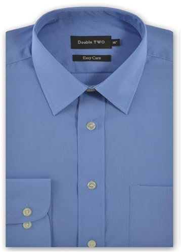 Double TWO Mens Extra Tall Long Sleeved Formal Shirts (224) in Cornflower in 19h