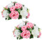 2 Pezzi Fiori Artificiali, Rose Plastica a 15 Teste con Base, Adatte per Centrotavola Matrimonio del Nostro Negozio Fioriera per Decorazioni per la Casa di San Valentino (Rosa&Bianco)