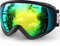 Findway Skibrille Kinder, Snowboardbrille Helmkompatible Schneebrille Verspiegelt Snowboard Brille für Kinder Jungen Mädchen 8-14 Jahre OTG UV Schutz Anti- Nebel für Skifahren (Gold (VLT 7.74%))