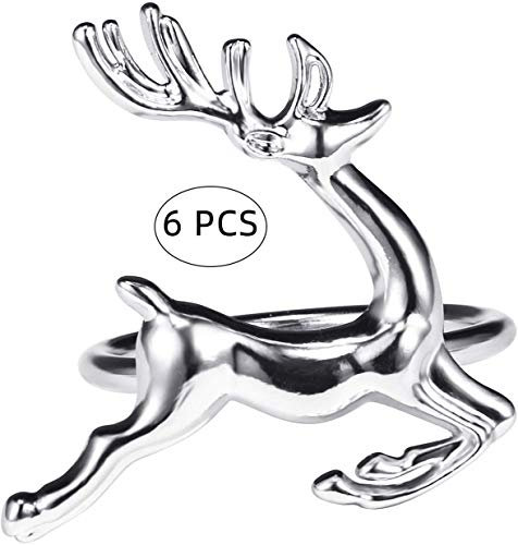 Luufan 6 Serviettenringe in Elch Hirsch Form Serviettenringe für Weihnachten, Hochzeiten, Partys, Tischdekoration für den täglichen Gebrauch 6 Stück