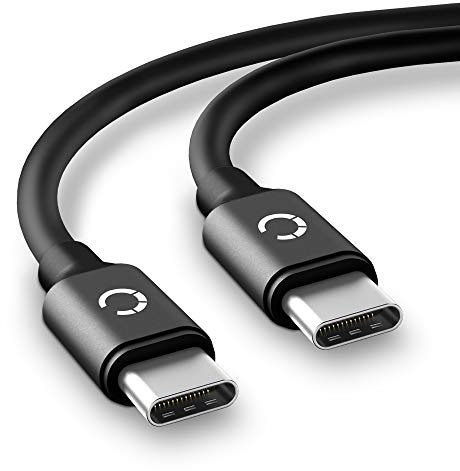 CELLONIC Cable USB Datos de 2m Compatible con Blackberry KEYone / KEY2, LE/KEYMotion / DTEK70 / DTEK60 Cable Carga USB C Type C a USB C Type C 3.1 Gen 1 3A Negro PVC