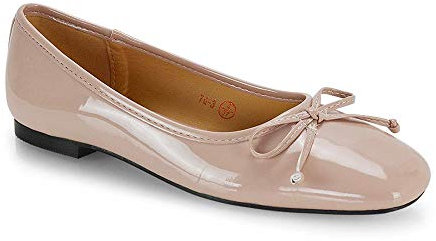 Womens Bow Tie Ballerinas Square Toe Ballet Ladies Flats Slipper Pumps Dolly Shoes Size 3-8
