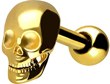 PIERCINGLINE Chirurgenstahl Ohrpiercing | Totenkopf | Piercing Ohr Stecker | Farbauswahl