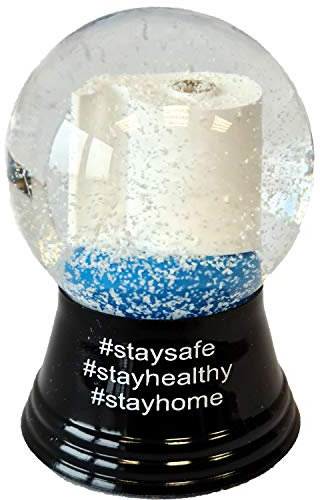 VIENNA SNOWGLOBE Schneekugel Echtglaskugel - Fast wie echter Schnee Motiv: Klopapier - staysafe, stayhealthy, stayhome, 4,5 cm