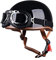 LIONCIANO Jethelm Für Motorräder Jet-Helm Roller-Helm Scooter-Helm Moped Mofa-Helm Chopper Retro Vespa Vintage Jethelme Rollerhelm Sturzhelm Chopper Helm(Helles Schwarz mit Brille)