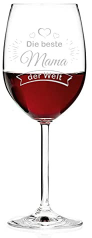 Leonardo Weinglas Personalisiert mit Gravur - Die Beste Mama der Welt - Rotweinglas 460ml Geschenk für Mama als Muttertagsgeschenk - Geburtstagsgeschenk