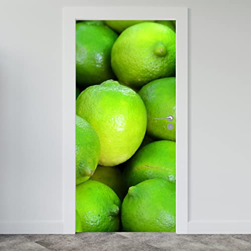 Estika Türtapete selbstklebend - Limette - 95x205 cm - Einem Bogen Türposter, Obst Türaufkleber, Aufkleber PVC Folie, Klebefolie für türen, Tür tattoo, Modern decoration