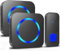 SURFOU Wireless Doorbell, Waterproof Twin Door Bells, Cordless Two Door Entry Bell Battery Operated at 1,300ft Range Door Chime Kit with 1 Button 2 Plug-in Receivers, LED Flash, 5 Volume, Black