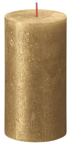Bolsius Rustikale Blockkerze 130/68 Gold, Unparfümiert
