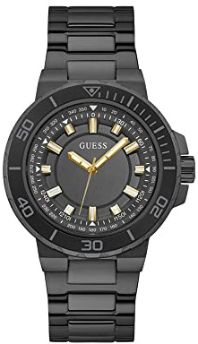 Guess Track Herren Armbanduhr, Edelstahl, 44 mm, Edelstahlarmband, Schwarz, 5 bar, Zifferblatt: Schwarz, GW0426G3 SP