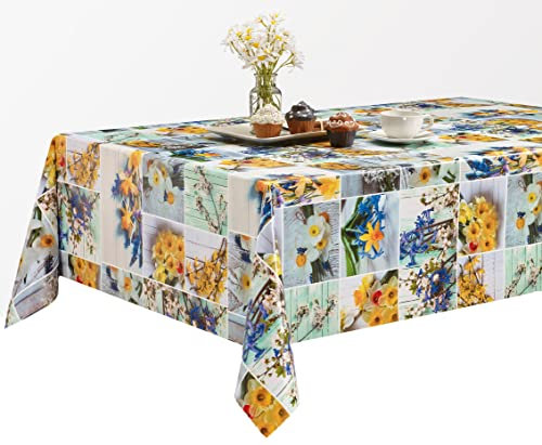 Mambo-Design PVC Tischdecke Ostern 6 Lima Meterware Wachstuch Eckig Breite & Länge wählbar abwaschbar Frühling gelb, Größe:130 x 200 cm