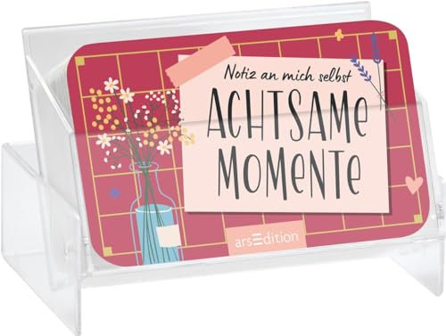 Notiz an mich selbst. Achtsame Momente: Kartenbox zum Aufstellen mit 70 kleinen Botschaften und Affirmationen