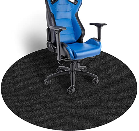 Leeko Stuhlmatten, 120cm Runden rutschfest Bodenschutzmatte Gaming Stuhlmatten Bürostuhlunterlage, Multifunktionaler Stuhlteppich für zu Hause Büro Hartböden (Schwarz)