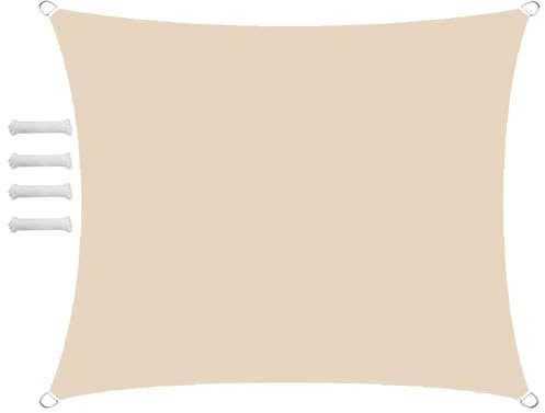 Sonnensegel Wasserdicht Rechteckig 2.5x6m Sonnensegel Balkon Sonnenschutz 95% UV Schutz Windschutz für Balkon Garten,mit Ösen und Befestigungsseile Nicht-gerade Weiss