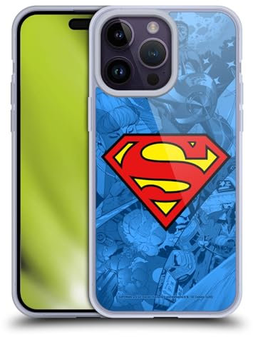 Head Case Designs Licenza Ufficiale Superman DC Comics Collage Fumetto Arte Custodia in Gel [Protezione di Grado Militare] Compatibile con Apple iPhone 14 PRO Max