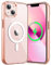 JETech Cover Magnetica per iPhone 13 6,1 Pollici Compatibile con MagSafe Ricarica Wireless, Telefono Custodia Antiurto, Retro Antigraffio Trasparente (Oro Rosa)
